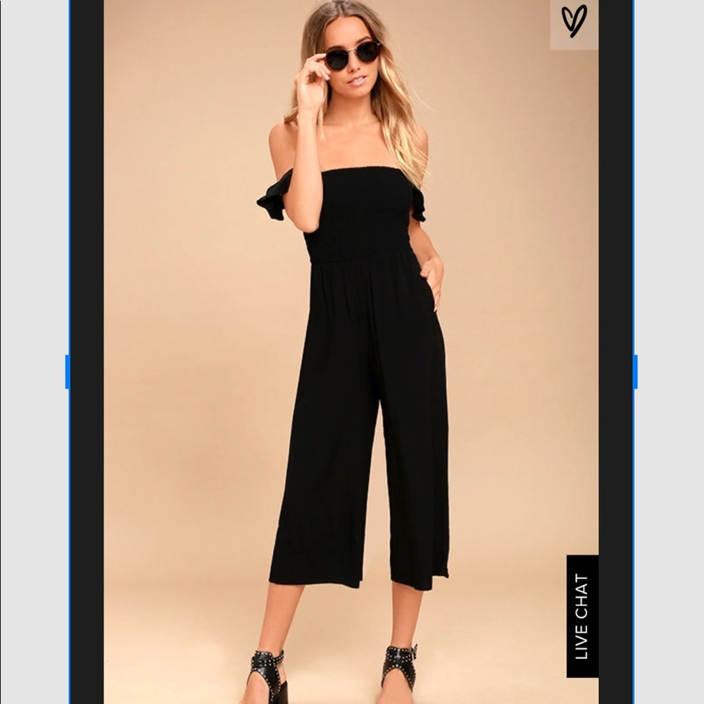 LuLus Willa Black Off the Shoulder Jumpsuit